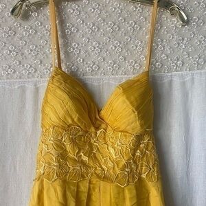 Summer Yellow silk floral dress Jessica Simpson 2009 nwt size 8 flowy y2k